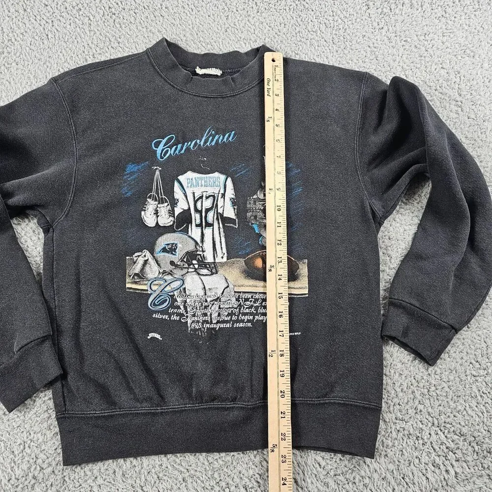 Vintage Carolina Panthers Sweatshirt Youth Medium Black Pullover Crewneck 90s